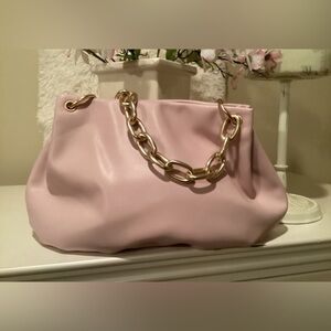 EUC, House of Want, Vegan Leather, Beautiful pink/Mauve Pocketbook, chain strap.